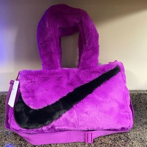 Nike Sportswear Faux Fur Vivid Purple Tote Handbag